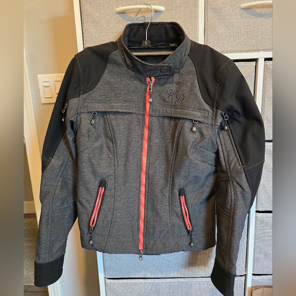 Women's Black and Gray Jacket with Red Accents